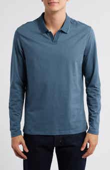 Wardlow Tonal Stripe Long Sleeve Cotton Blend Polo