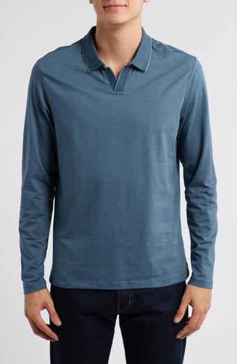 Wardlow Tonal Stripe Long Sleeve Cotton Blend Polo