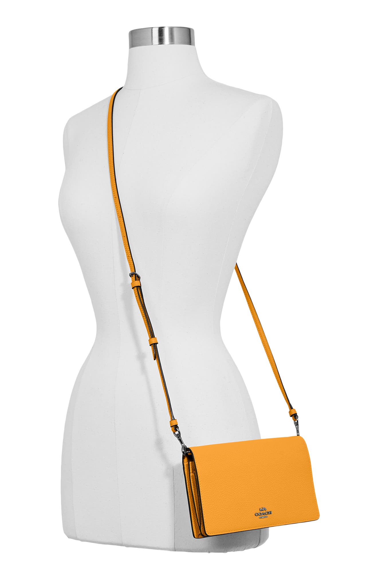 Hayden Foldover Crossbody Clutch, Alternate, color, PEWTER/ MANGO