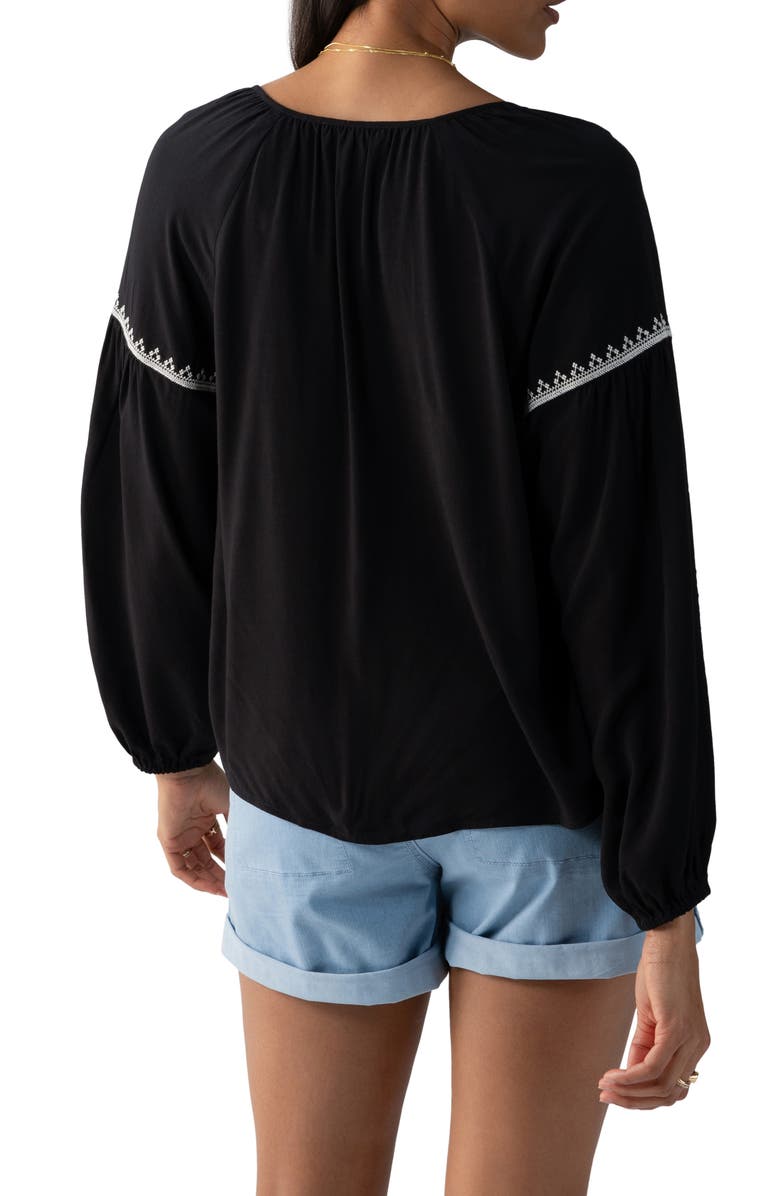 Sanctuary Embroidered Tie Neck Top, Alternate, color,