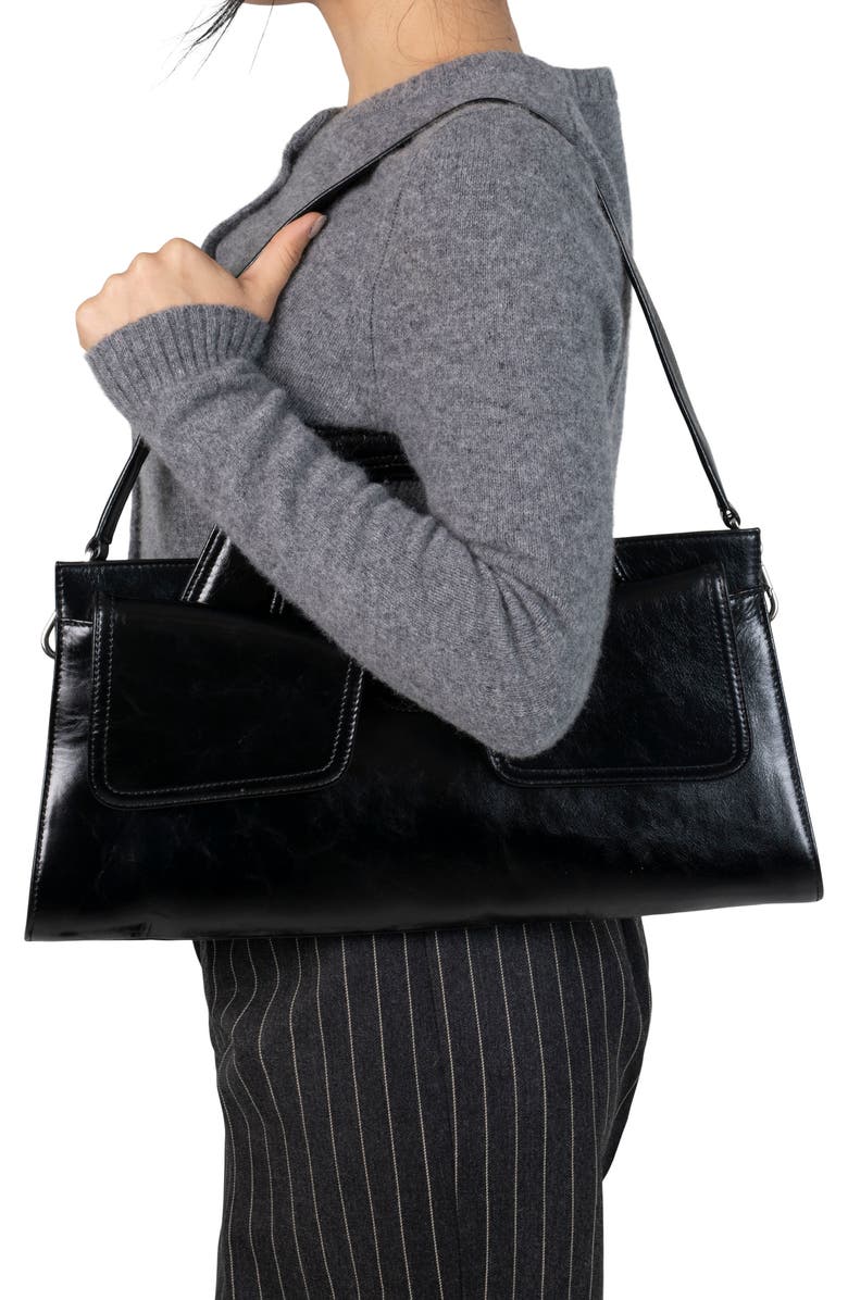 Jeffrey Campbell Lorelai Double Strap Leather Satchel, Alternate, color, Black