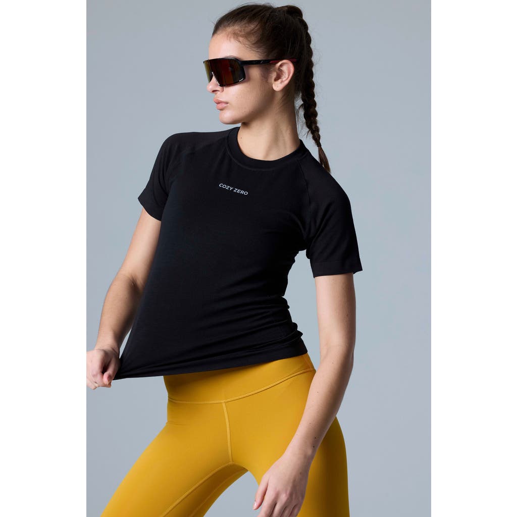 Cozy Zero Tech Merino Light Weight Daily Tee In Black