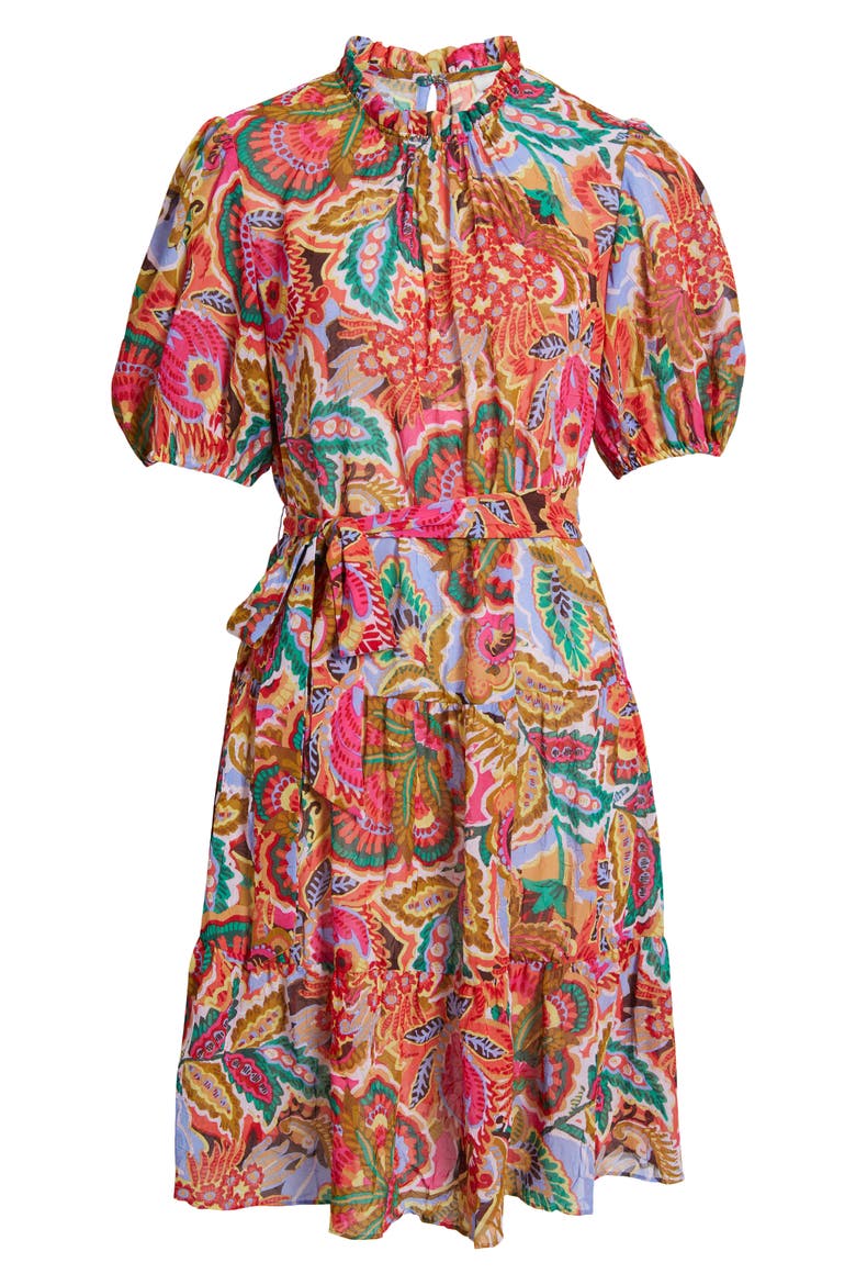 Ruffle Tie Belt Crinkle Shirtdress, Alternate, color, PINK MULTI