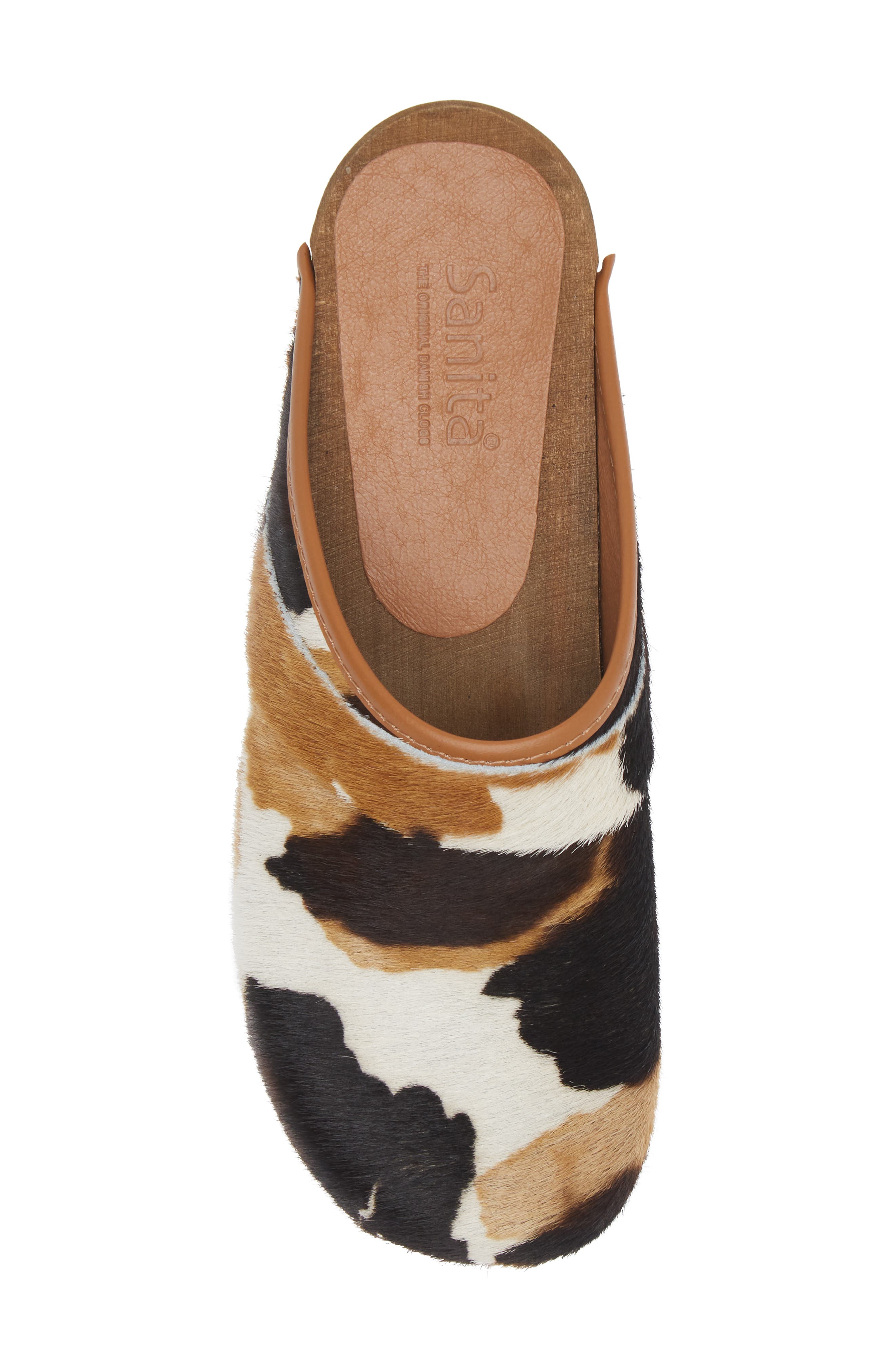 Sanita Caroline Genuine Calf Hair Clog, Alternate, color, Black/Cognac