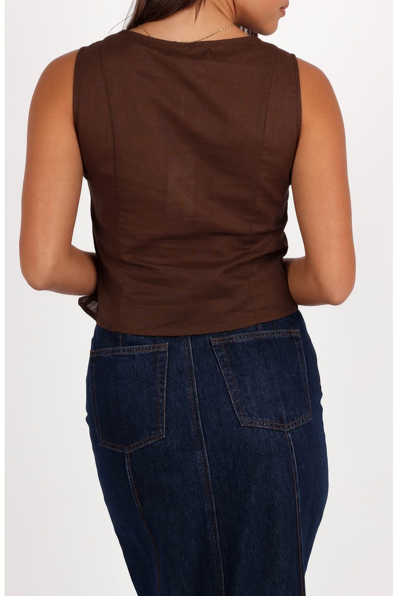 Daniella Cotton & Linen Vest, Alternate, color, CHOCOLATE BROWN