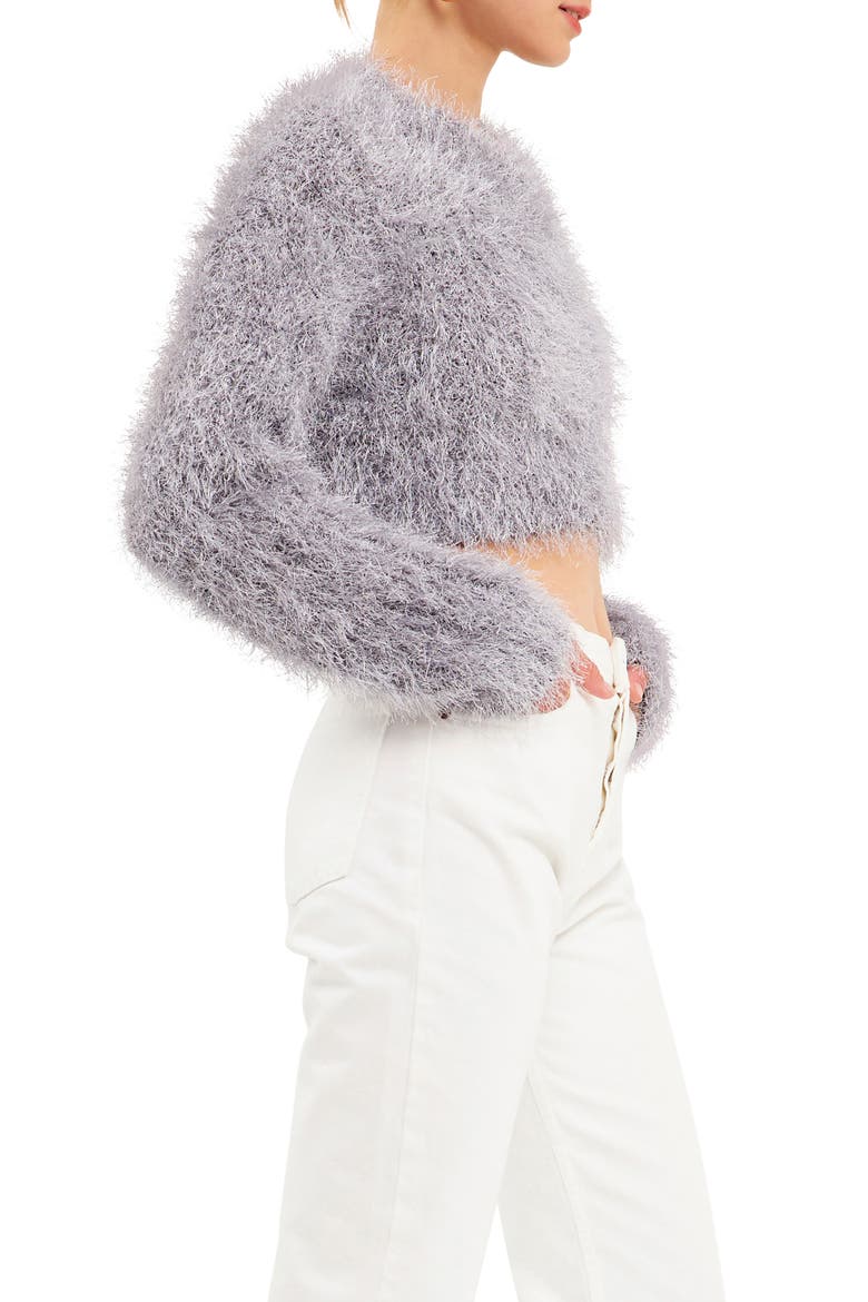 Feathered Crop Sweater, Alternate, color, CHARCOAL