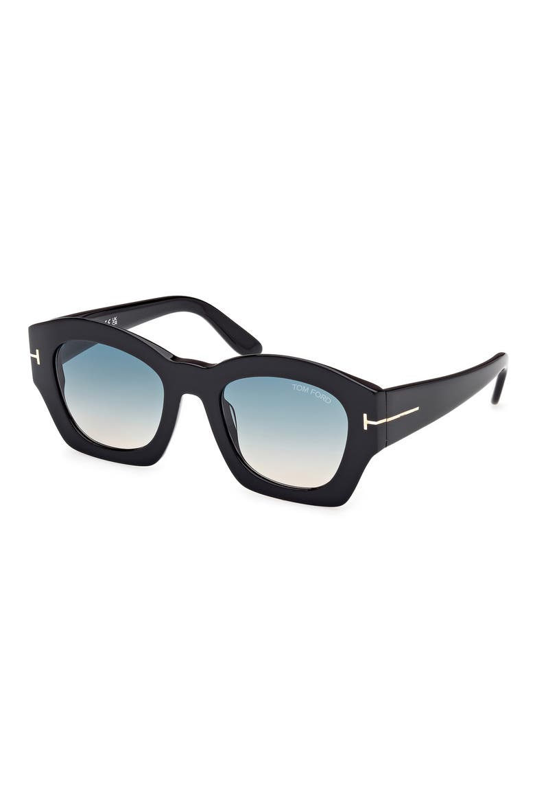 Guilliana 52mm Gradient Geometric Sunglasses, Alternate, color, BLACK/ GRAD TURQUOISE TO SAND