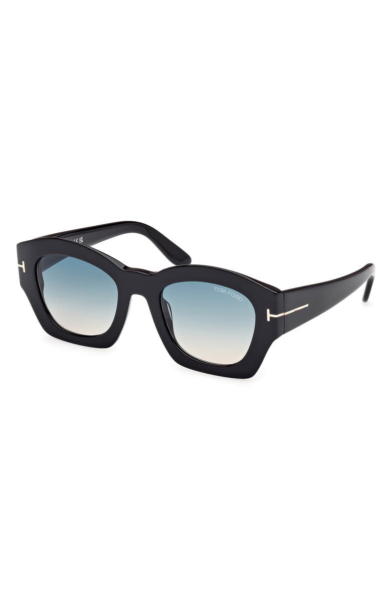 TOM FORD Guilliana 52mm Gradient Geometric Sunglasses, Alternate, color, Black/ Grad Turquoise To Sand