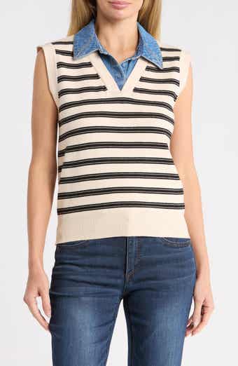 Denim Trim Sweater Vest