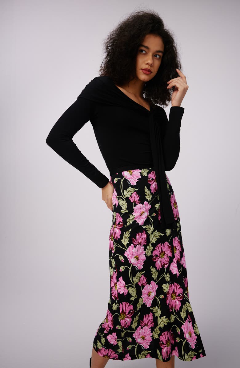 DVF Whitley Floral Midi Skirt, Alternate, color, 