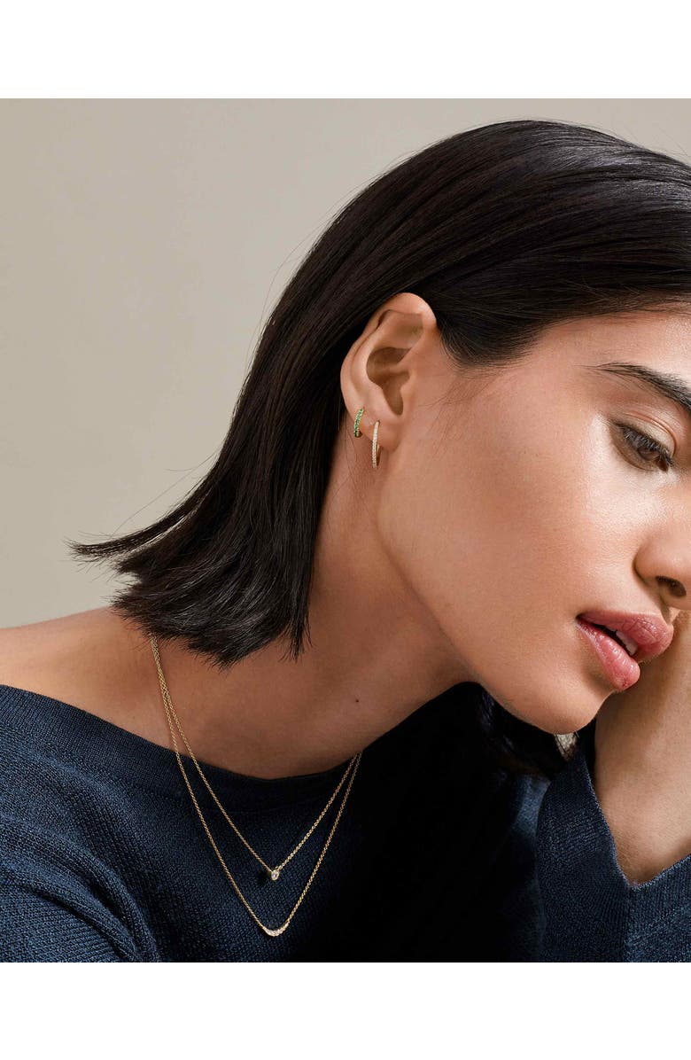 Edge of Ember Emerald Pave Huggie Earrings, Alternate, color, Emerald