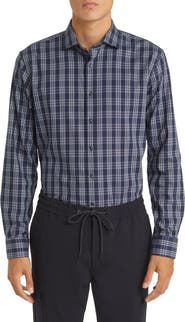 Nordstrom Tech-Smart Trim Fit Non-Iron Plaid Stretch Dress Shirt