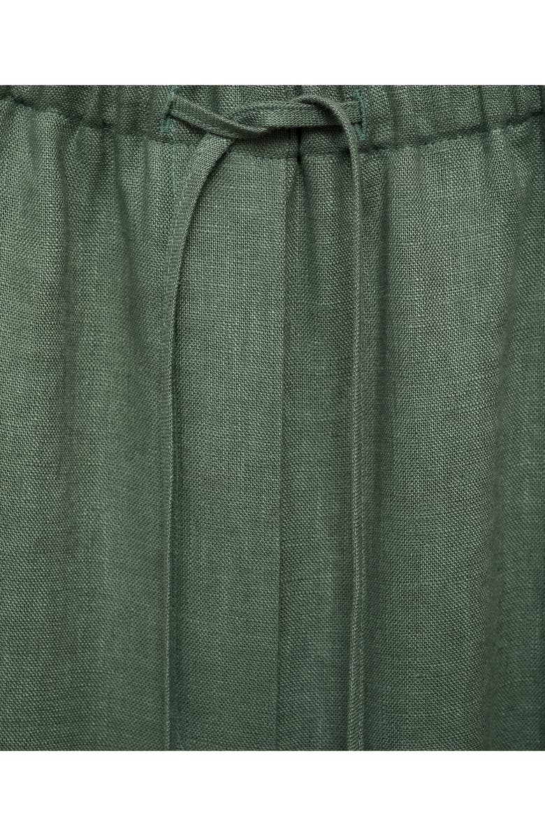 MANGO Musgo Linen Drawstring Pants, Alternate, color, Medium Green