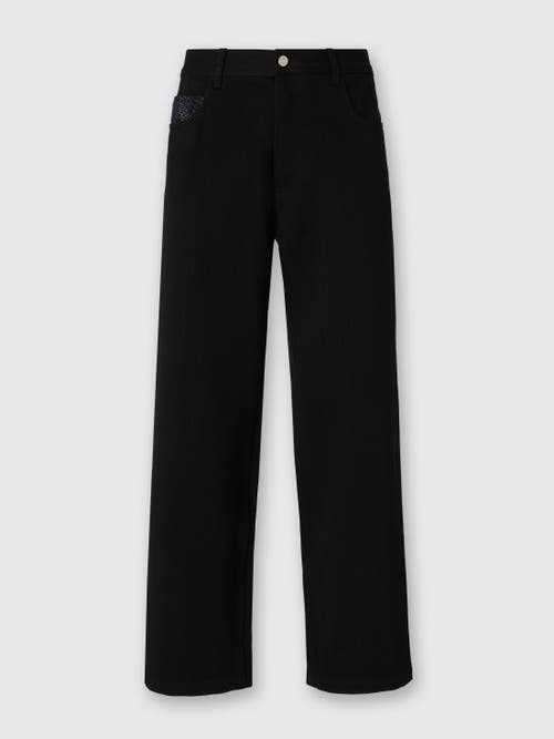 Missoni Denim Cargo Trousers With Chevron Knit Inserts In Multicoloured
