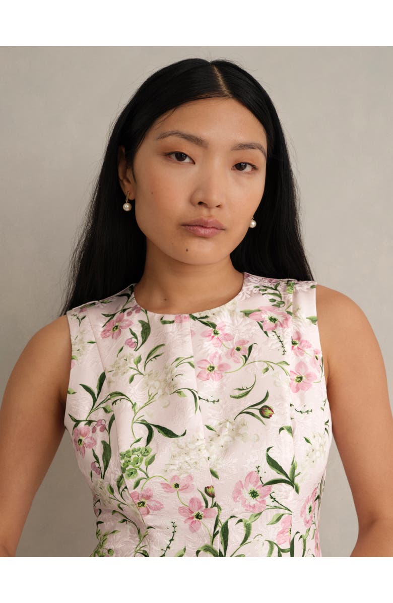 HOBBS LONDON Lana Midi Dress, Alternate, color, Pale Pink Multi