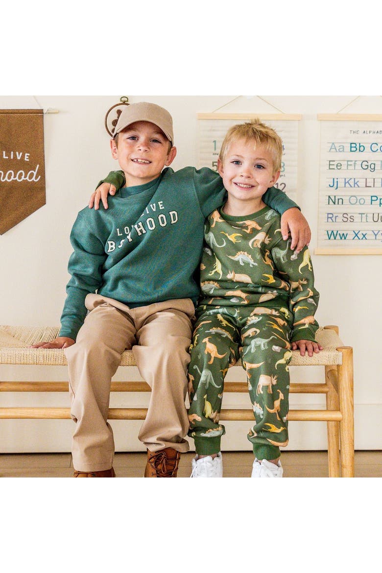Dinosaurs Rock Sweatshirt, Alternate, color, Olive Green