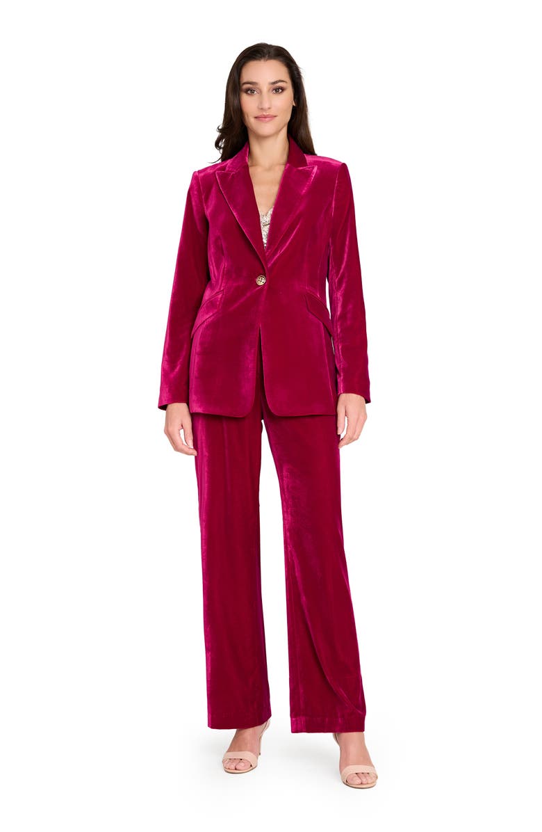 Tahari ASL Bird Eye Velvet Pants, Alternate, color, Magenta