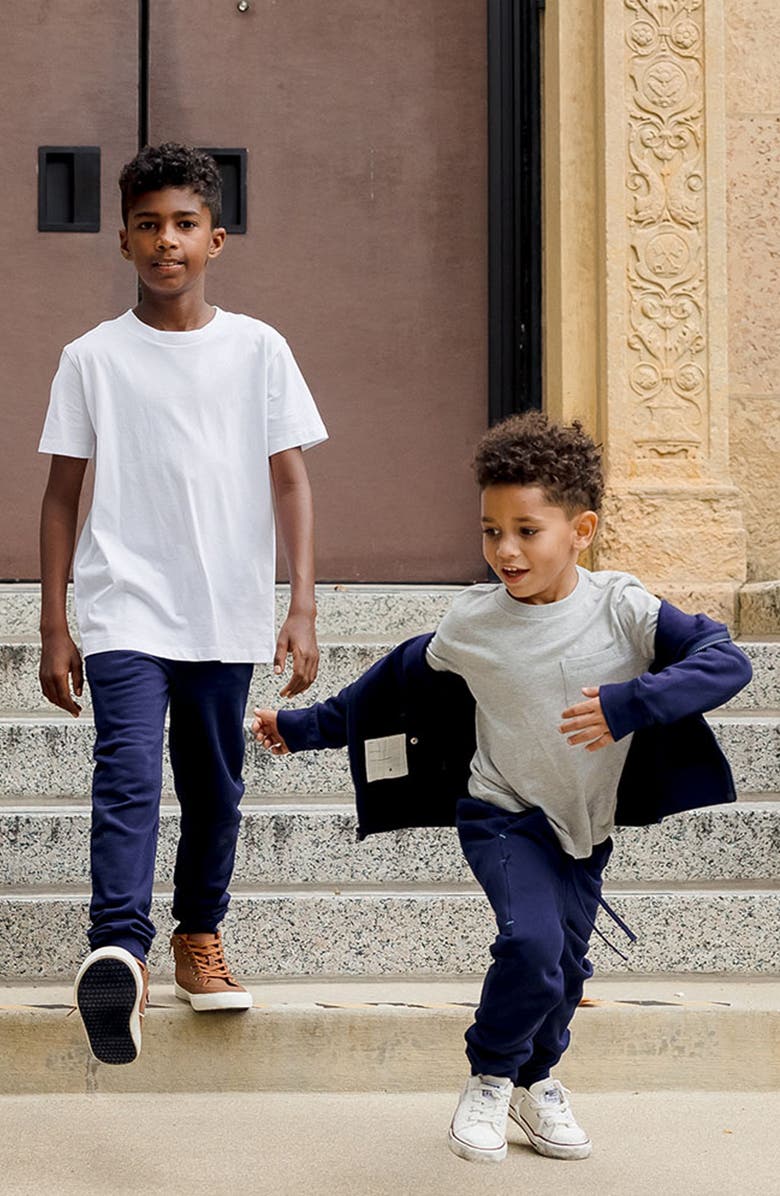 Mightly Organic Cotton Fleece Pocket Joggers, Alternate, color, Navy