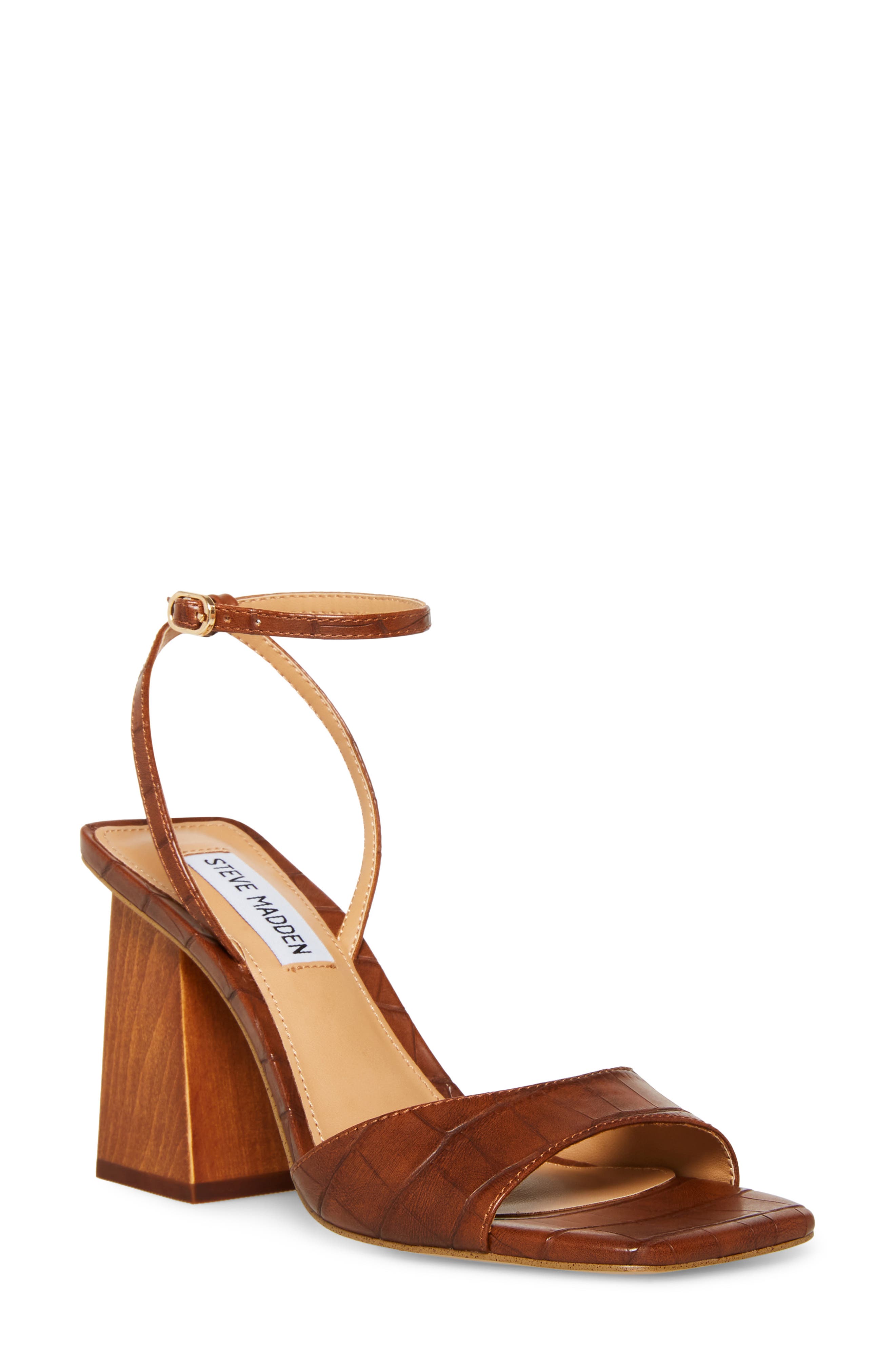 Rozlyn Ankle Strap Sandal, Main, color, BROWN CROC EMBOSSED