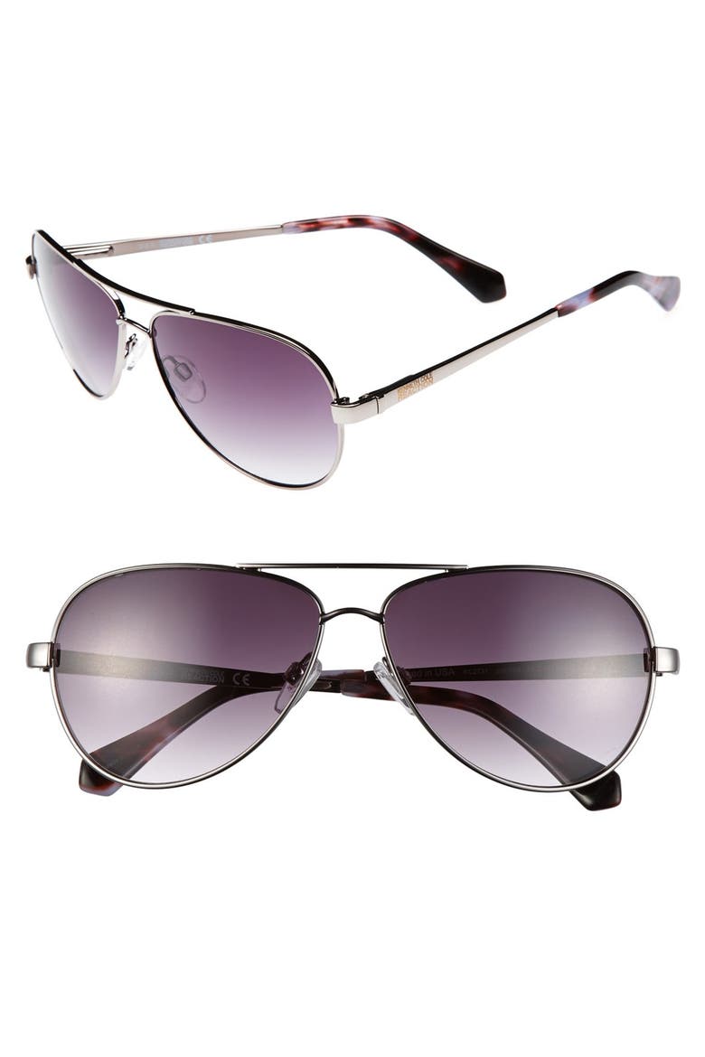Kenneth Cole Reaction 59mm Aviator Sunglasses, Main, color, SHINY GUNMETAL/ PURPLE