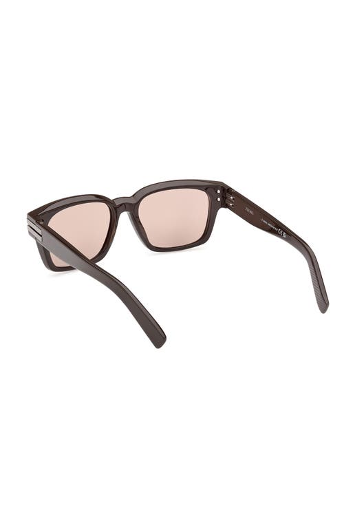 Zegna 55mm Polarized Rectangular Sunglasses In Brown