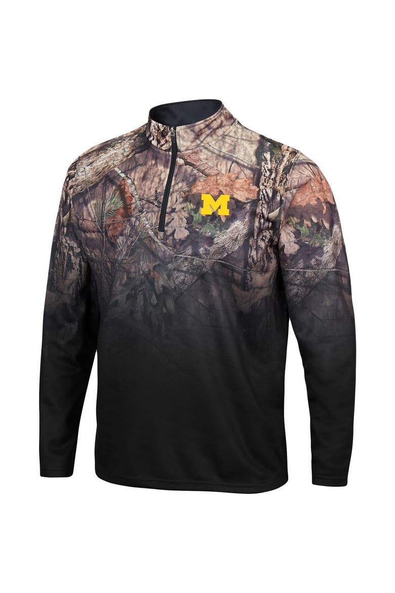 Men's Colosseum Black Michigan Wolverines Mossy Oak Fleet II Quarter-Zip Jacket, Alternate, color, Black