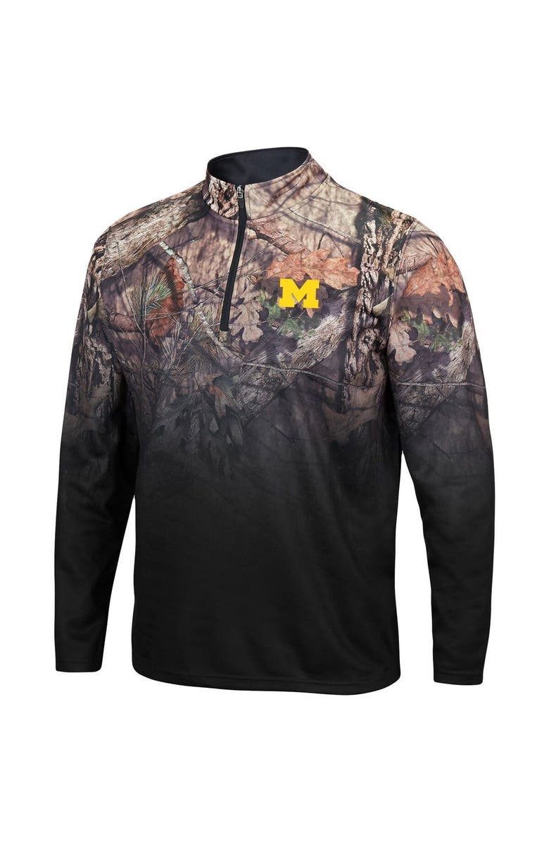 COLOSSEUM Men's Colosseum Black Michigan Wolverines Mossy Oak Fleet II Quarter-Zip Jacket, Alternate, color, 