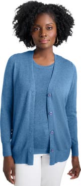 Jessica London Button Front Cashmere Cardigan