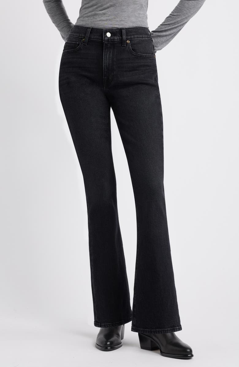 Nordstrom High Waist Flare Leg Jeans, Main, color, Washed Black