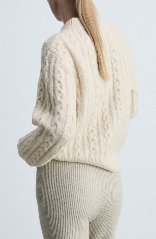 Mango Cable Stitch Crewneck Sweater In Ecru