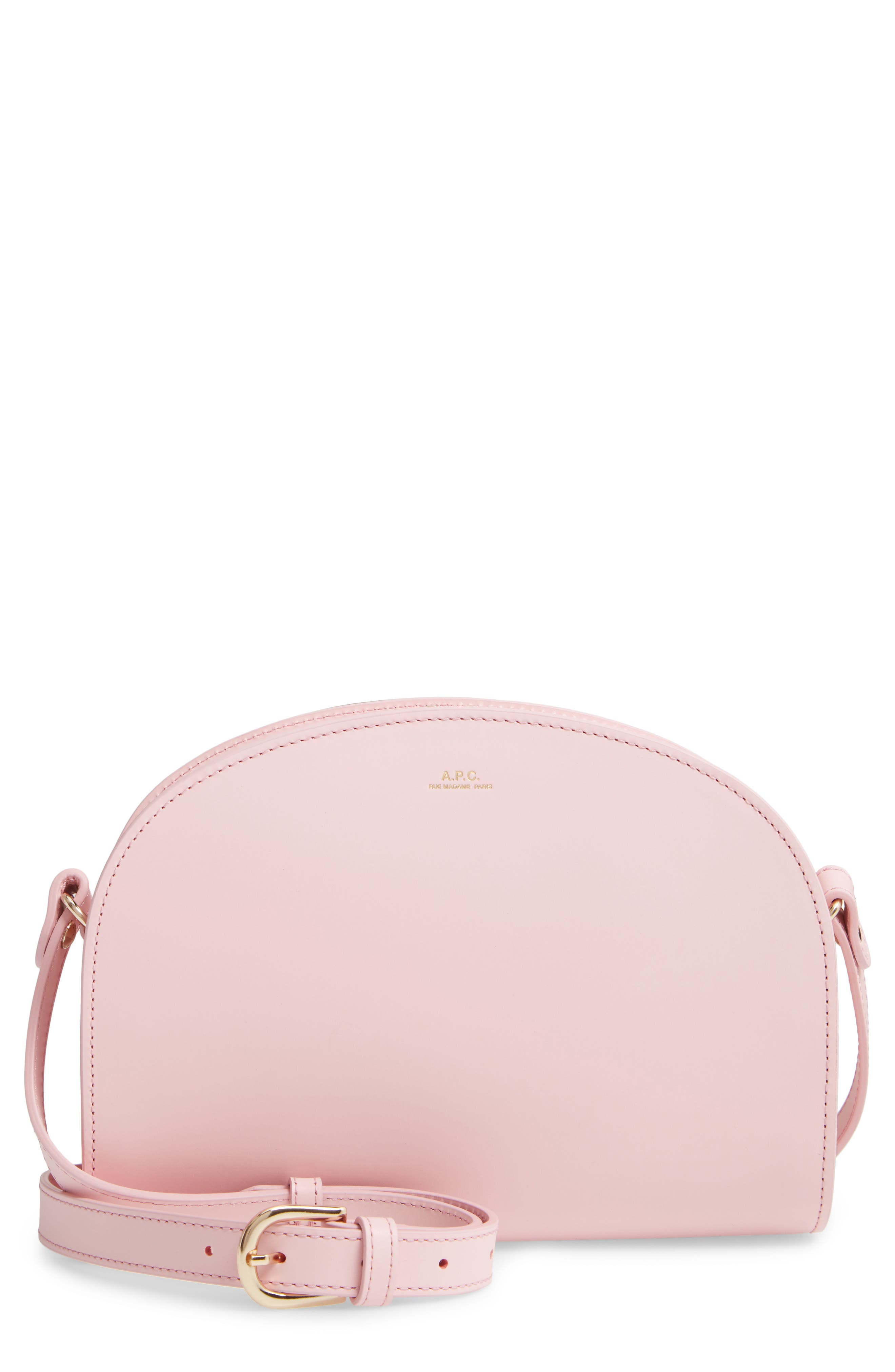 A.P.C. Sac Demi Lune Leather Crossbody Bag, Main, color, 