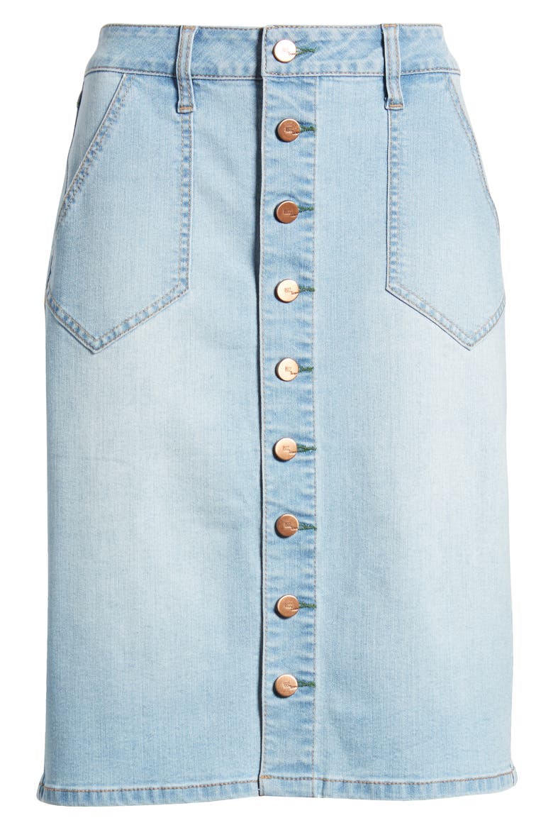 Button Front Denim Skirt, Main, color, COLETTE