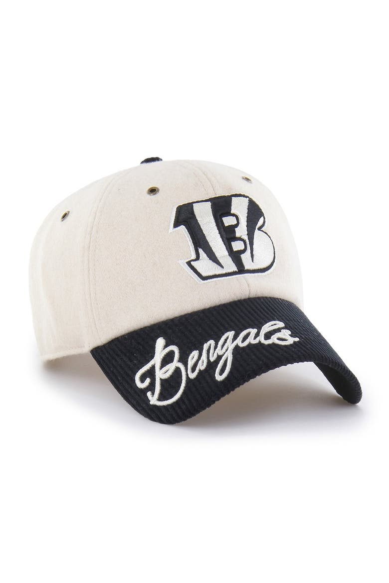 Women's '47 Natural/Black Cincinnati Bengals Rope Script Clean Up Adjustable Hat, Main, color, Natural