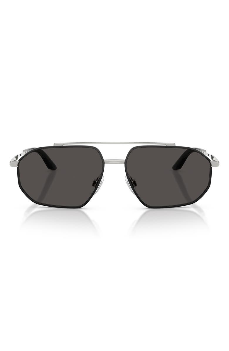 Dolce&Gabbana 59mm Pilot Sunglasses, Main, color, Silver/ Matte Black / Grey