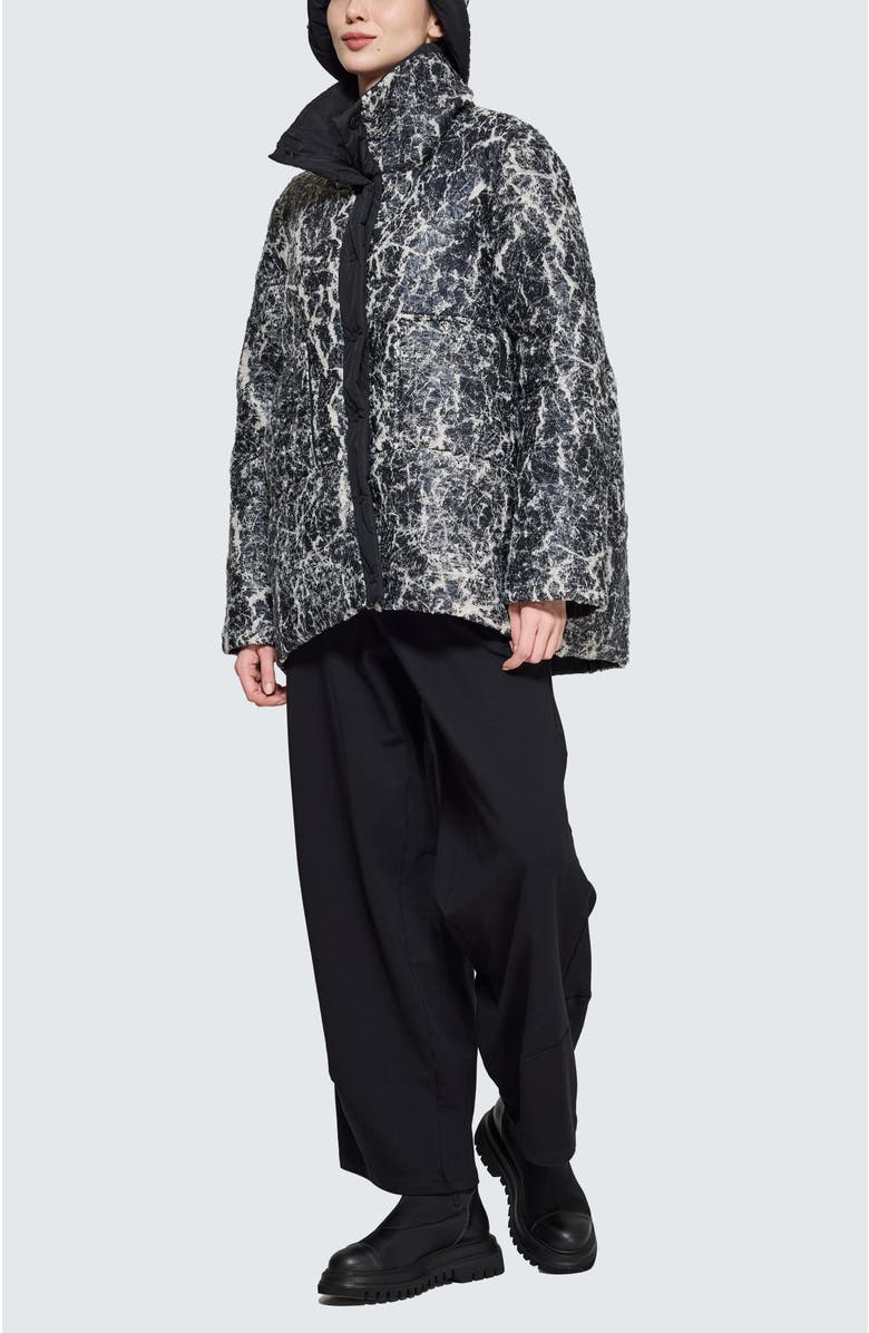 LUUKAA Elva Textured Coat & Hat, Alternate, color, Ecru Black