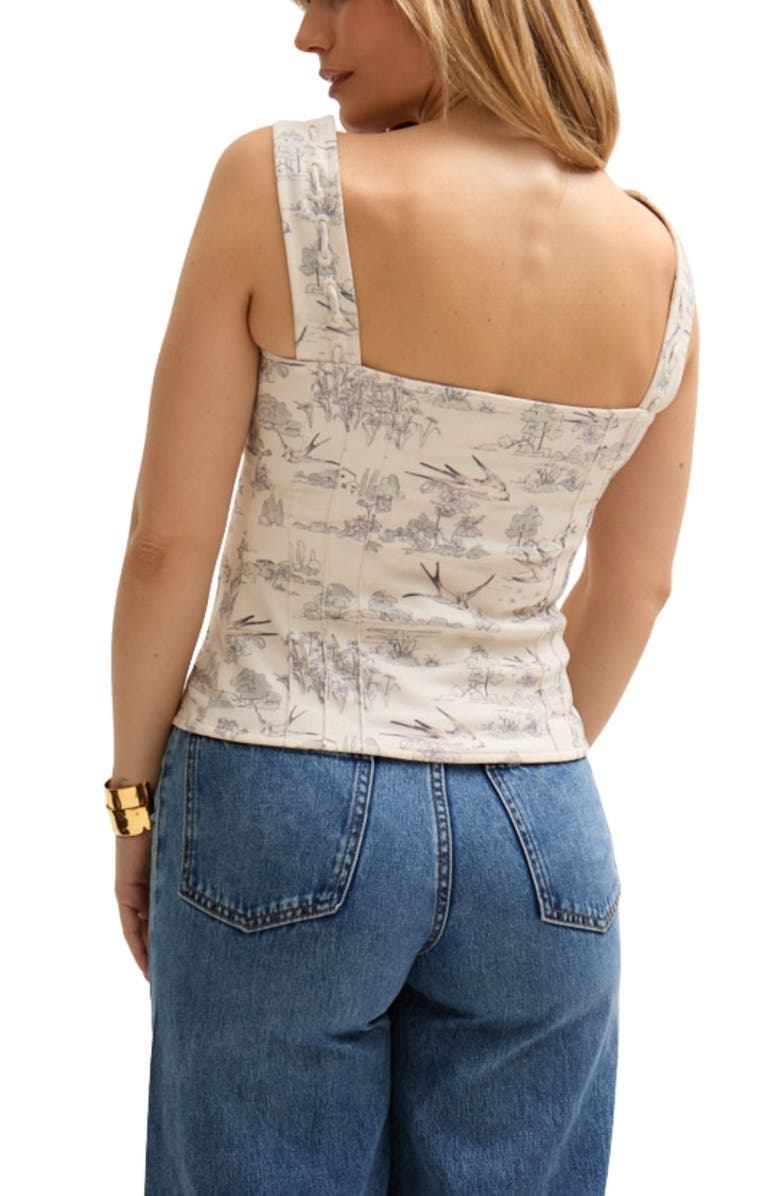 LILY AND LIONEL Hilda Corset Inspired Josephine Print Blouse, Alternate, color, Natural