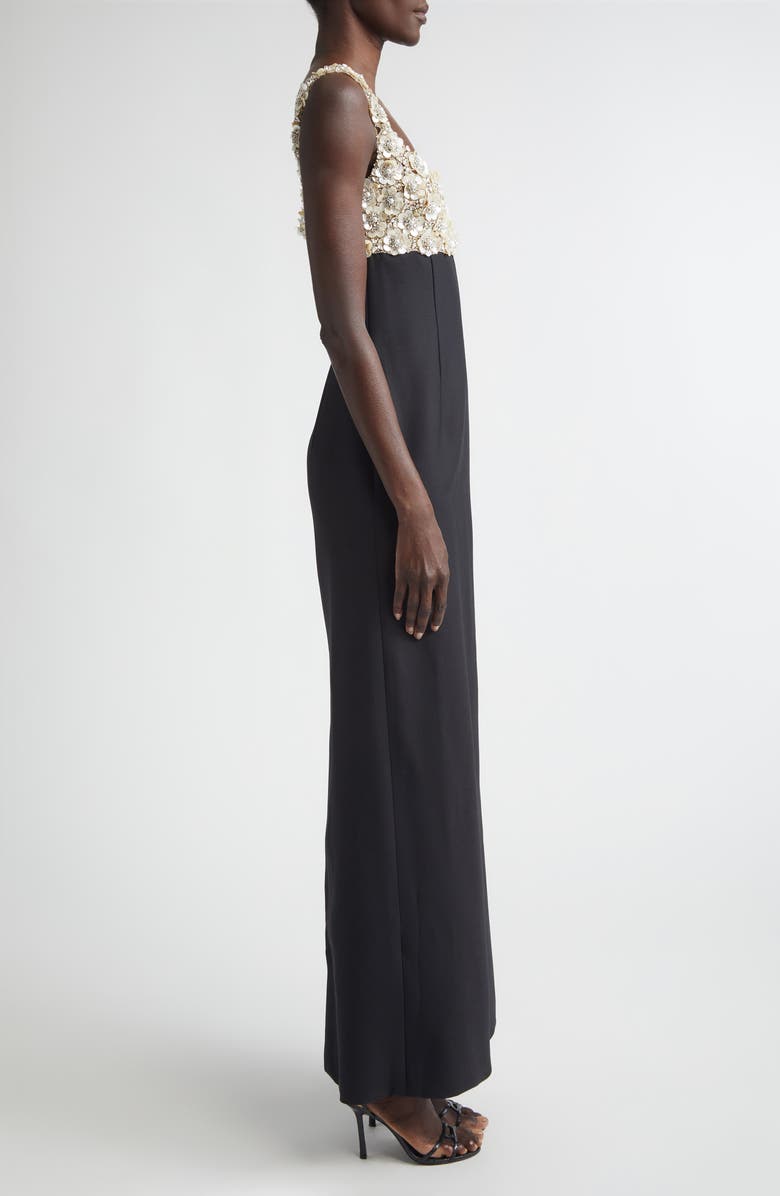 Oscar de la Renta Mother-of-Pearl Embellished Bustier Gown, Alternate, color, Black