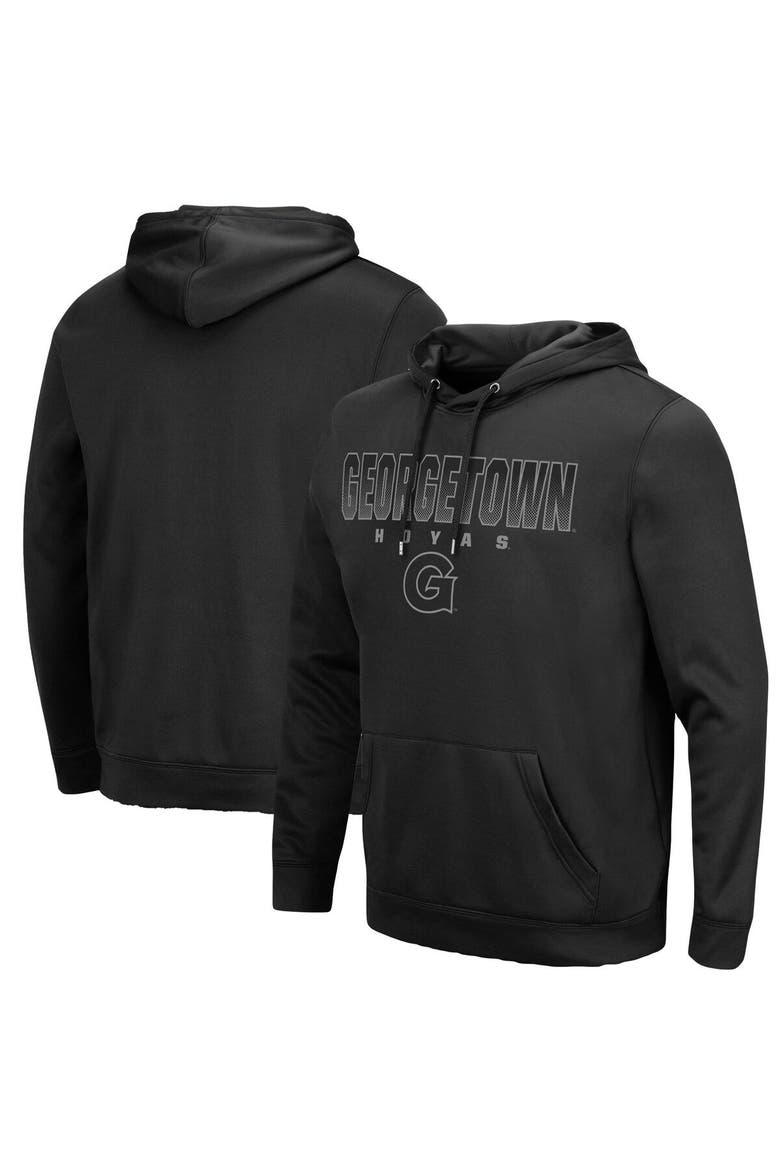 Men's Colosseum Black Georgetown Hoyas Blackout 3.0 Pullover Hoodie, Main, color, Black