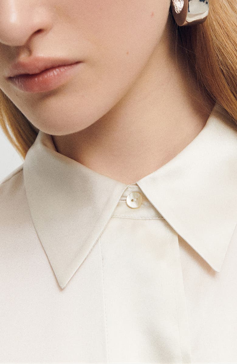 MANGO Silk Satin Button-Up Shirt, Alternate, color, 