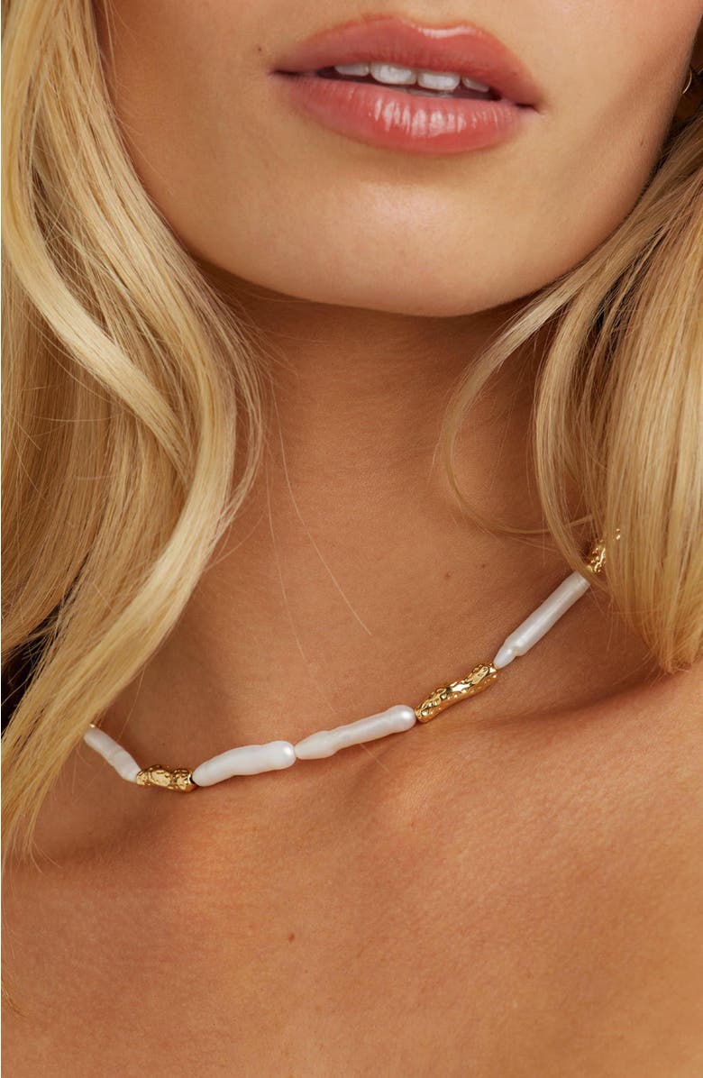 Untamed Petals Miley Baroque Pearl Necklace, Alternate, color, Ivory