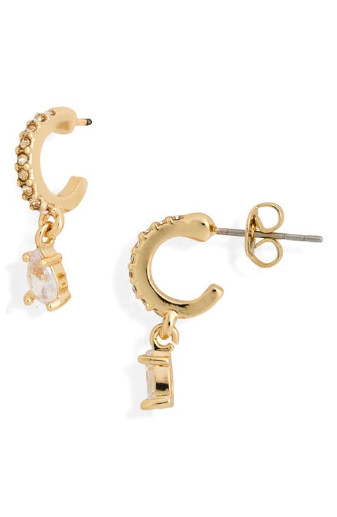 Cubic Zirconia Pear Drop Pavé Huggie Hoop Earrings