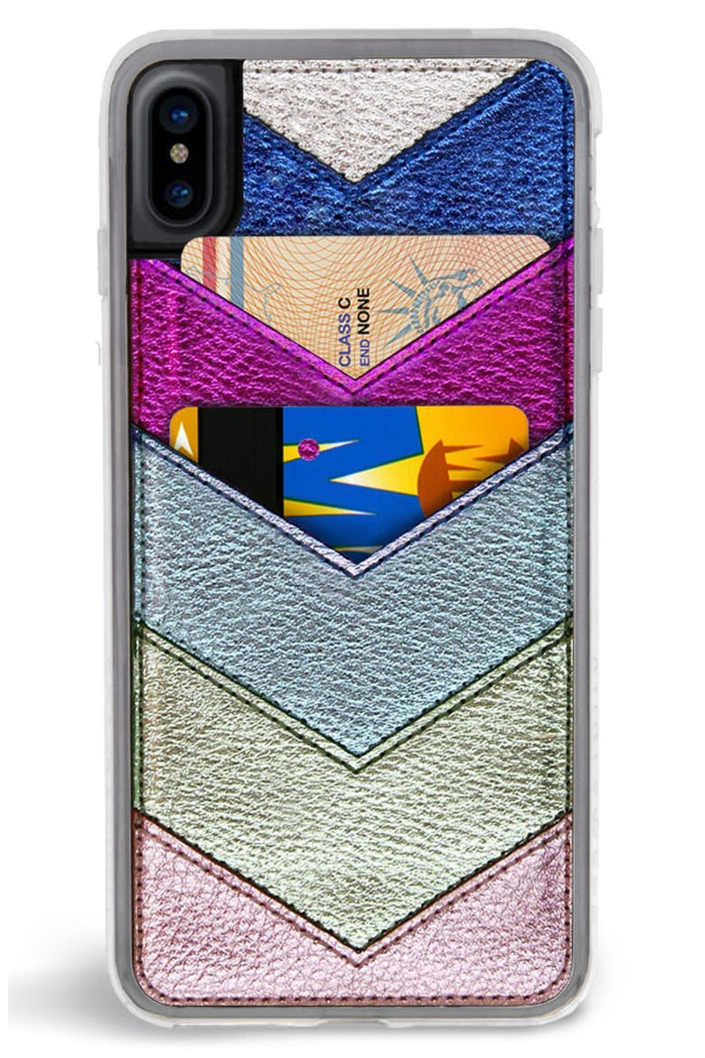 Chevron Faux Leather iPhone 6/6s/7/8 & 6/6s/7/8 Plus Case (Nordstrom Exclusive), Alternate, color, METALLIC MULTI