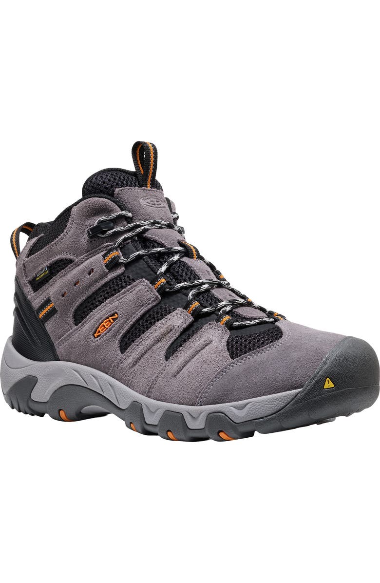 KEEN Headout Waterproof Mid Hiking Shoe, Main, color, Magnet/ Orange Pepper