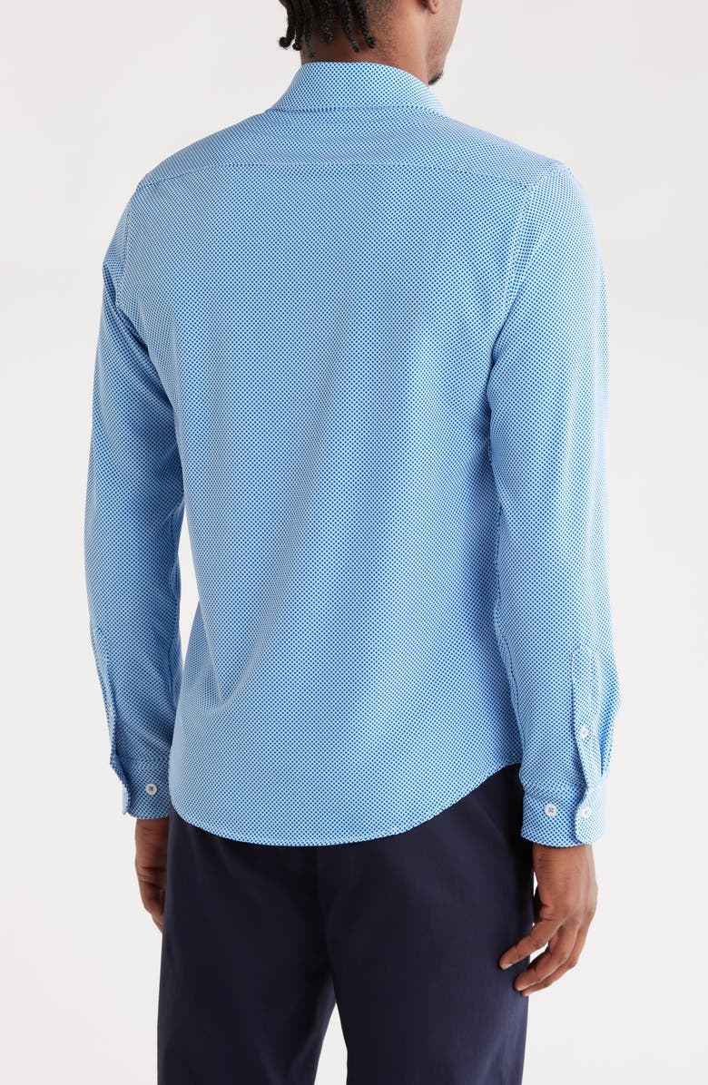 DENIM AND FLOWER Geo Print Stretch Button-Up Shirt, Alternate, color, Blue/White