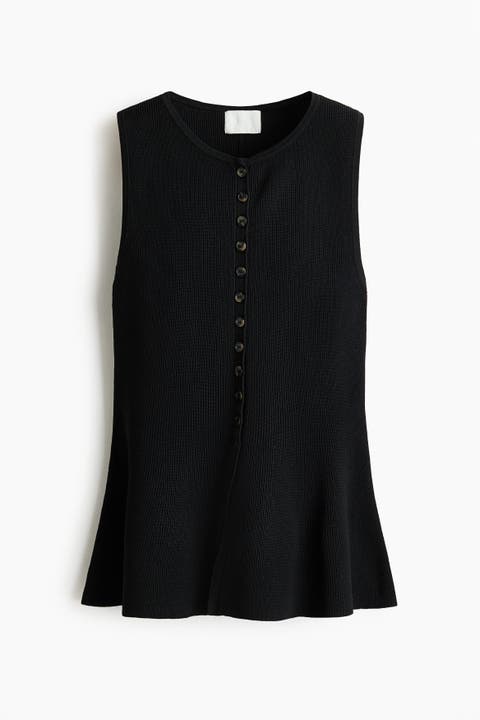 Rib-knit Peplum Waistcoat
