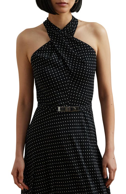 Ralph Lauren Lauren Polka Dot Belted Georgette Gown