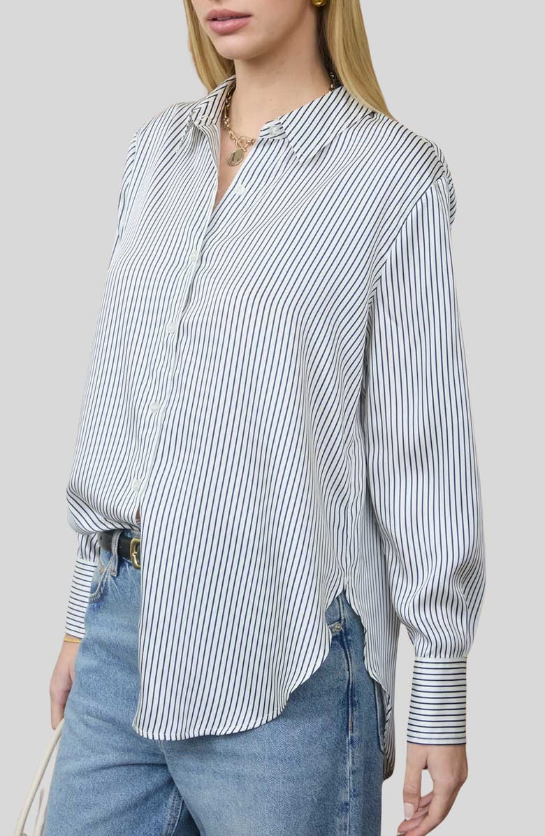 Blu Pepper Stripe Button-Up Shirt, Alternate, color, Navy