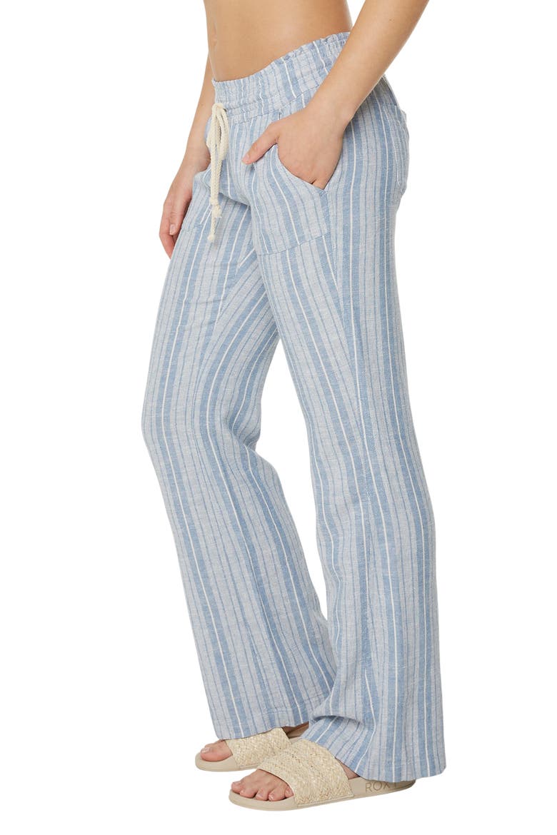 Oceanside Stripe Linen BLend Pants, Alternate, color, RIVIERA SOLID