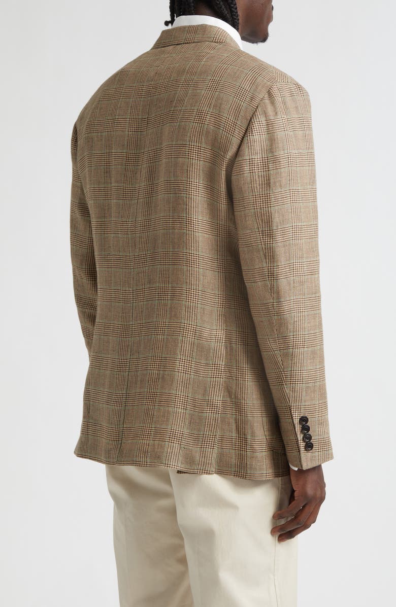 Boglioli K-Jacket Tan Glen Check Linen Sport Coat, Alternate, color, Beige Prince Of Wales