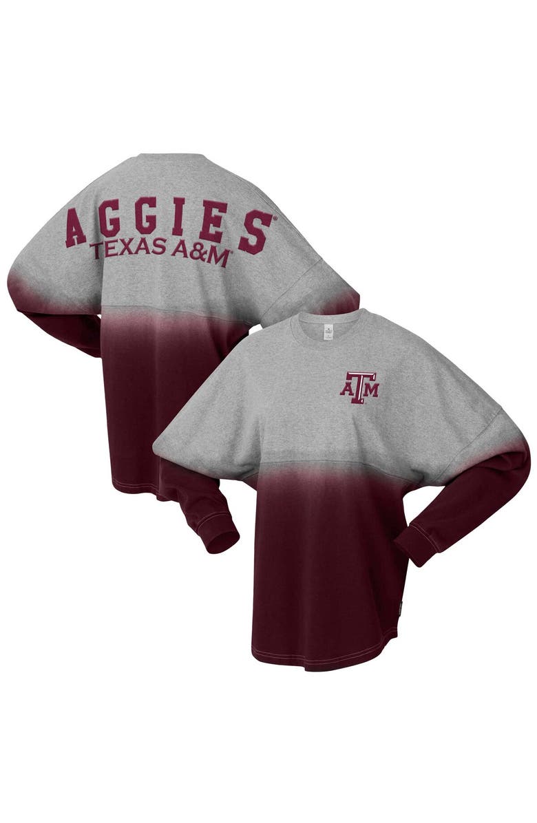 SPIRIT JERSEY Unisex Spirit Jersey Maroon/Gray Texas A&M Aggies Ombre Long Sleeve T-Shirt, Main, color, Maroon